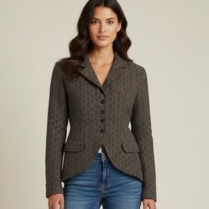 Transit Blazer Damask Coat Women 2 5 button 1 vent Olive Sage Green Cotton